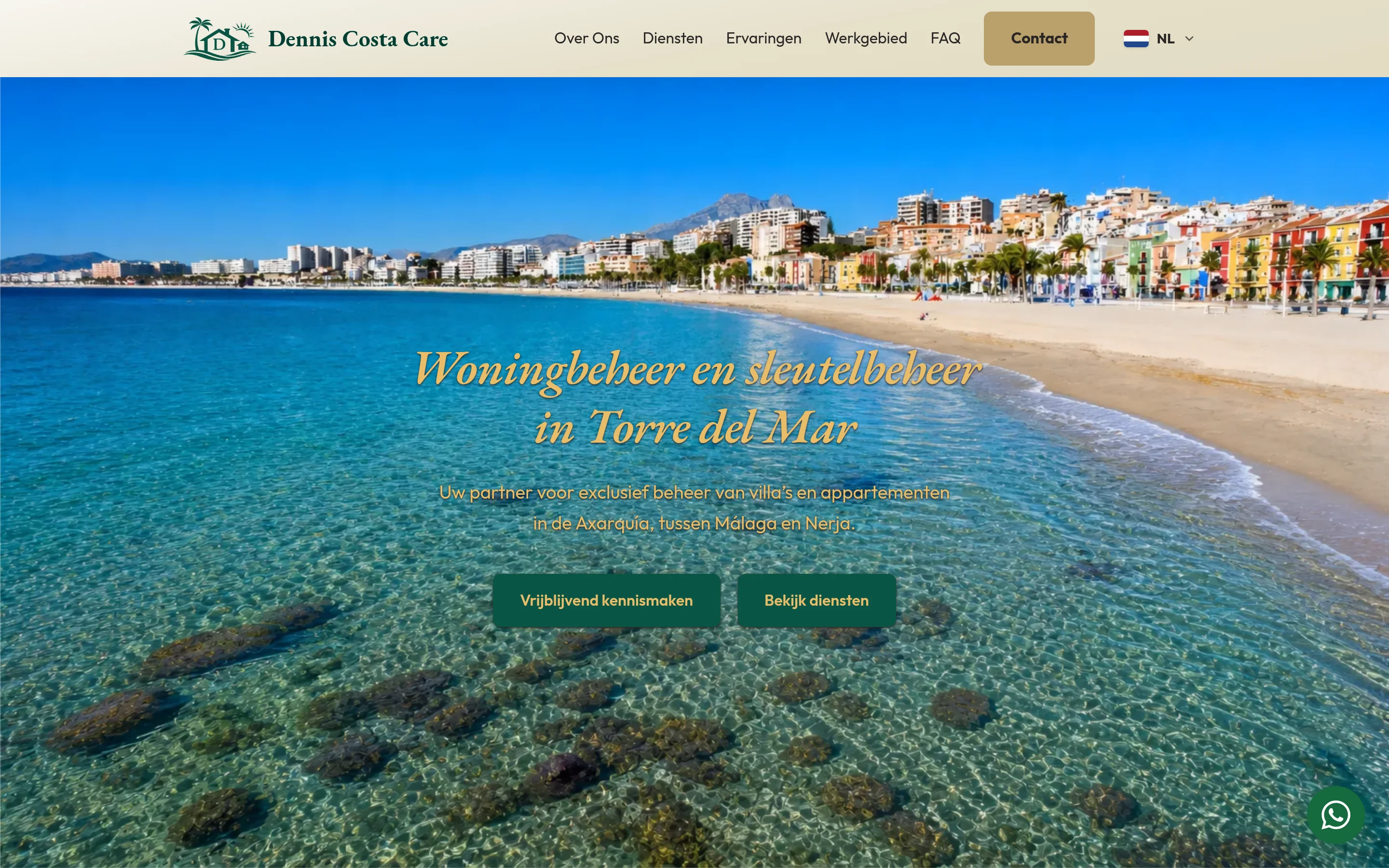 The Dennis Costa Care homepage in a desktop browser window